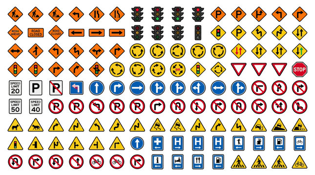 Corporate Collection of 550 International Road Signs and Traffic Symbols in Color Coded Designs for Presentations Manuals and Educational Materials