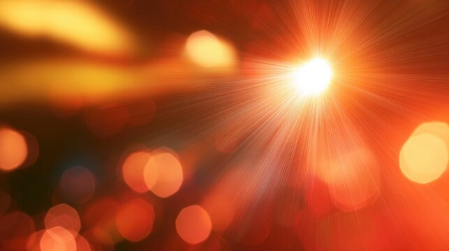 Bright, glowing light source radiating warmth and soft bokeh circles