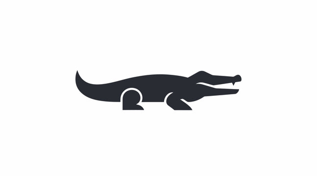 Geometric black alligator crocodile silhouette logo icon.