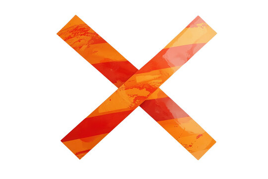 Crossed translucent orange caution barrier tapes