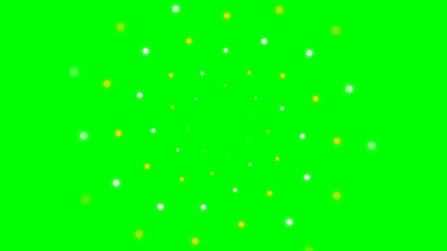 Abstract pattern of white and yellow circular dots on a vibrant green screen