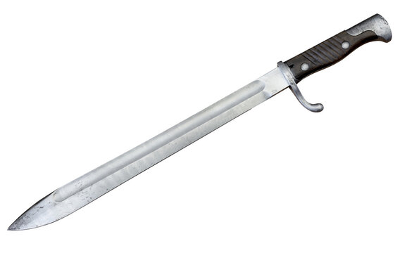 German WWI bayonet with a long, straight blade isolated on transparent background