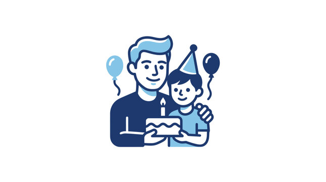 Father and son celebrating birthday.