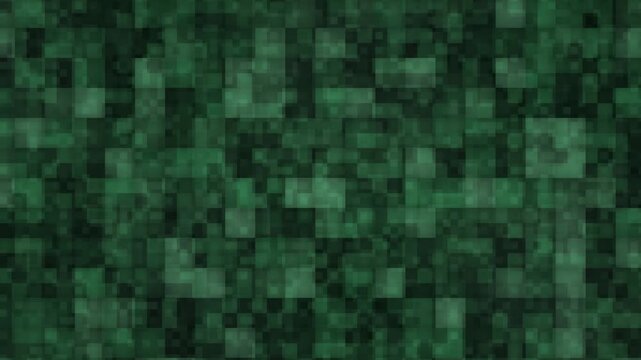 An abstract seamless loop pattern displays a mosaic of varying green pixel squares.