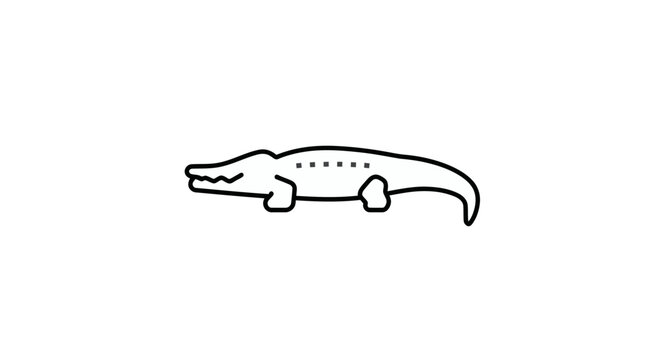 Minimalist outline alligator reptile icon