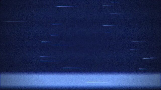 Corrupted digital screen texture with data moshing artifacts and displaced pixel rows. Blue abstract distortion background with signal noise, chromatic aberration and horizontal glitch stripes