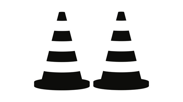 Cone vector silhouette construction traffic warning sign