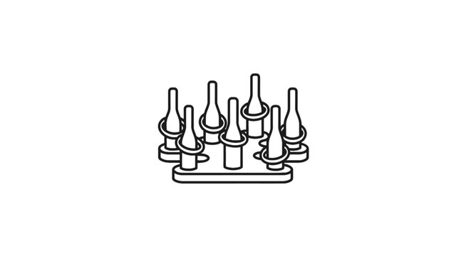 Abstract minimalist illustration of glass vials in a holder