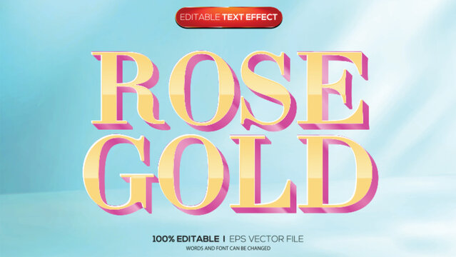 3d text effect rose gold theme
