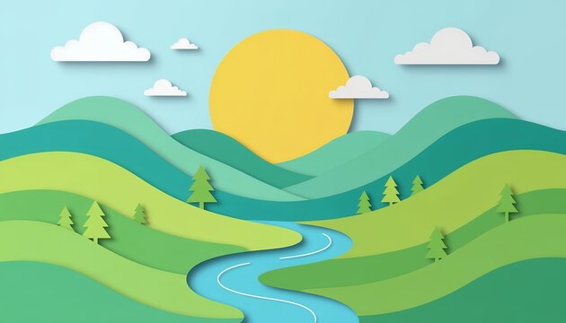 3D Paper Cut-Out Nature Landscape