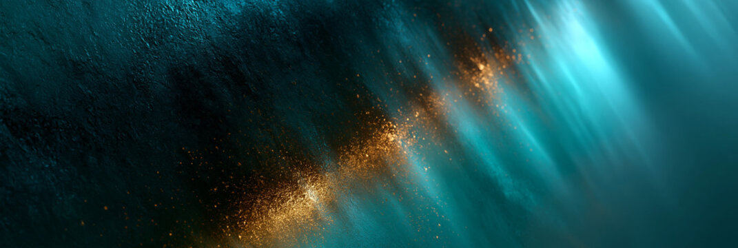 Dunkler Nachthintergrund mit goldenem Lichtstreif und Glitzerpartikeln