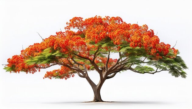 The Flame Tree Royal Poinciana On White Background