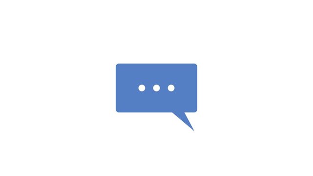 青い吹き出しに入力中の点が増える白背景アニメーション動画素材