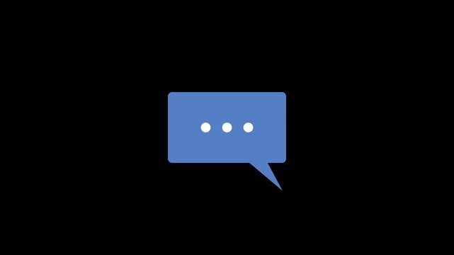 青い吹き出しに入力中の点が増える透過背景アニメーション動画素材