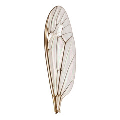 Obraz premium Iridescent crane fly translucent wing with gossamer texture isolated on a transparent background, realistic macro insect wing element for design.