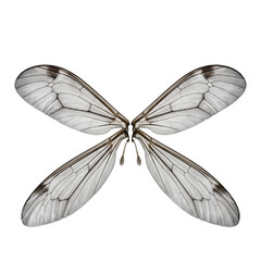 Obraz premium Smoky grey crane fly translucent wing pair with dark vein lines isolated on a pure transparent background, entomology design graphic.