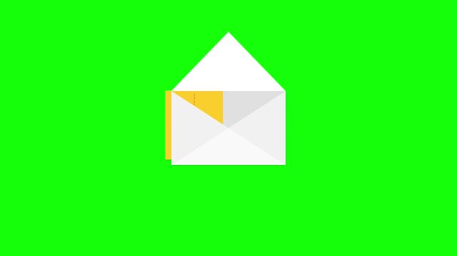 Animated envelope opening and zip file icons on green screen