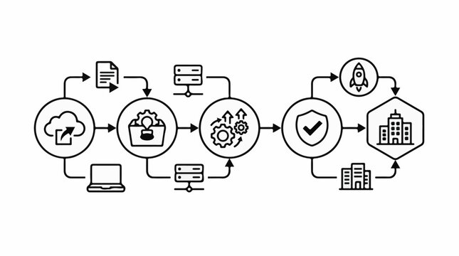 A flowchart illustrates a data process from cloud to business operations