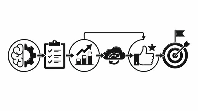 A flowchart illustrates a process from idea to achievement with data cloud and success