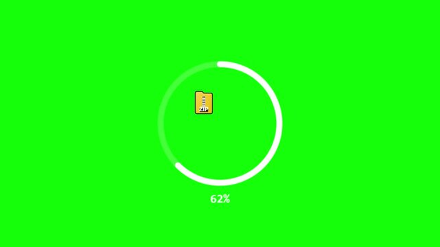 Circular progress bar with file folder icon on green screen