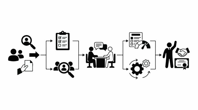 A flowchart illustrating recruitment assessment and successful hiring