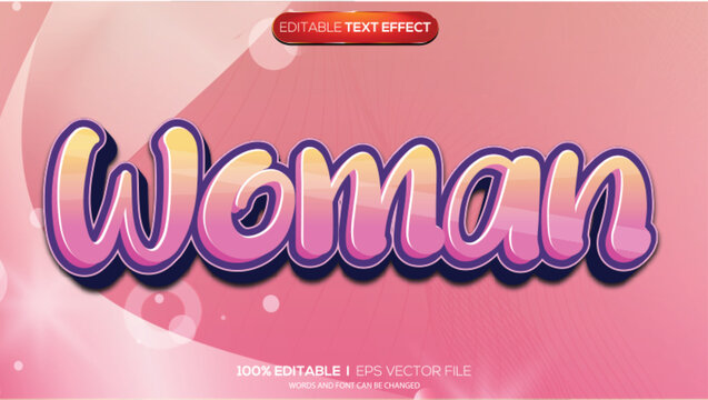 3d text effect woman theme
