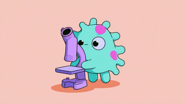 Amoeba mascot flat design side view microscope theme water color colored pastel. 