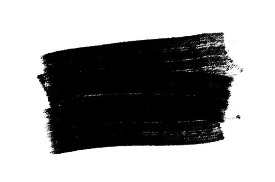 Black Grunge Brush Stroke with Transparent Background, Rough Textured Paint Element for Design Overlay