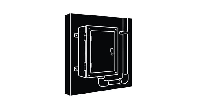 Electrical junction box with conduit white background silhouette