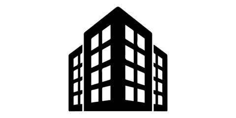 Office building in a dark striking Icon Minimalist Black Silhouette , Modern skyscraper building icon set black silhouette urban architecture skyline collection minimal city office tower vector bundle © Brazandrachandra