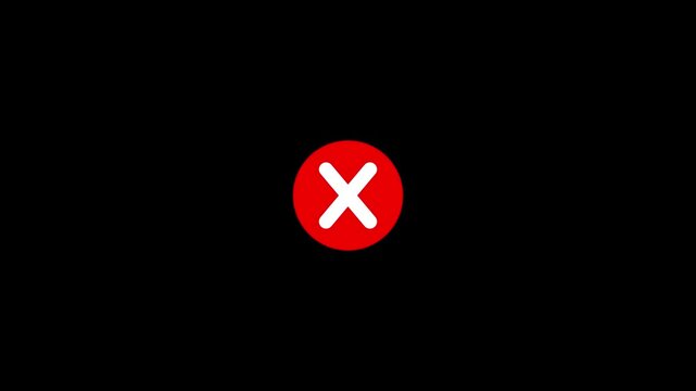 Minimalist red cross close icon motion graphic animation on black background, looping cancel symbol for UI design, exit, error, delete, and warning concept.4k stock Video