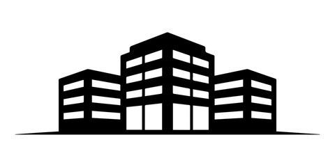 Office building in a dark striking Icon Minimalist Black Silhouette , Modern skyscraper building icon set black silhouette urban architecture skyline collection minimal city office tower vector bundle © Brazandrachandra
