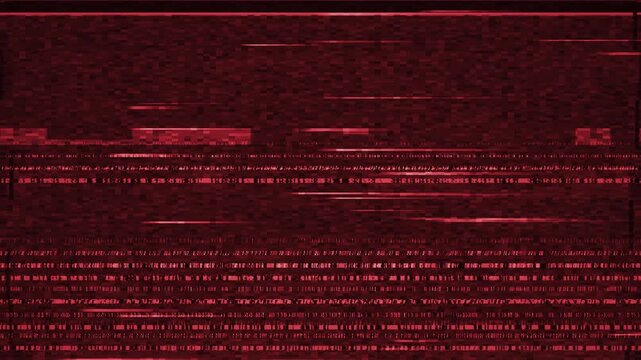 Corrupted digital screen texture with data moshing artifacts and displaced pixel rows. Red abstract distortion background with signal noise, chromatic aberration and horizontal glitch stripes