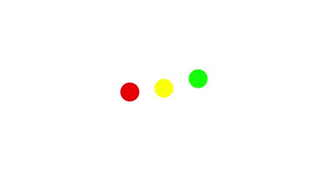 Animated Three Colorful Dots Loading Indicator Loop on white background. 4K