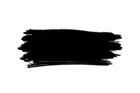 Black Grunge Brush Stroke with Transparent Background, Rough Textured Paint Element for Design Overlay