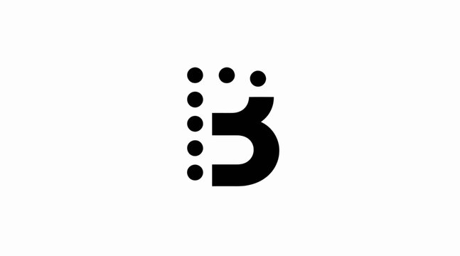 Tech letter B icon with digital dot pattern.