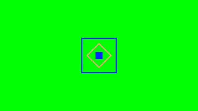 Abstract geometric composition with a blue square and orange diamond shape