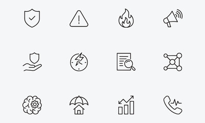 Fototapeta premium Crisis management line editable icon set. Set of crisis and risk management