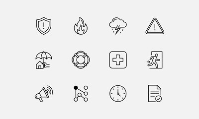 Fototapeta premium Crisis management line editable icon set. Set of crisis and risk management