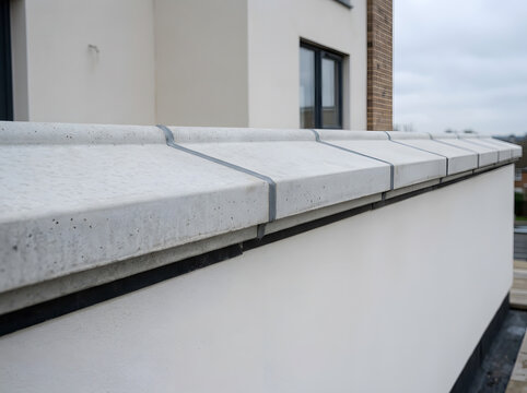modern wall coping installation | precast concrete parapet capping | architectural masonry details for buildings | weatherproofing rooftop wall edges