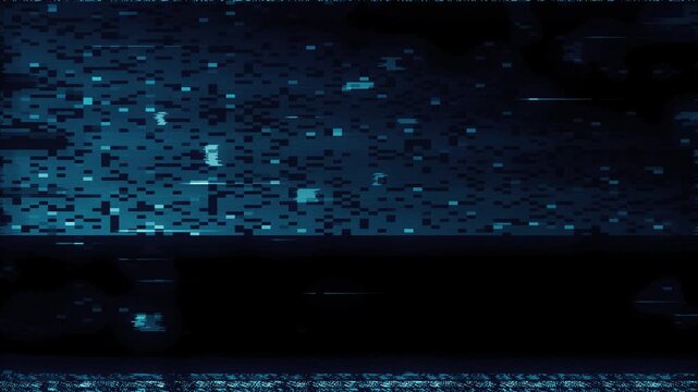 Dark blue grain with sparkling dropouts on a black field. Night camera noise and weak video feed