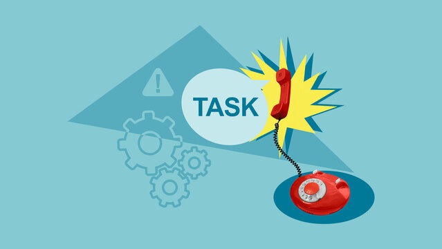 Urgent Task Notification Concept with Ringing Telephone, Priority Assignment, Business Communication, Workflow Management, Deadline Alert and Productivity