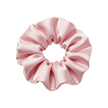 Soft pink satin fabric hair scrunchie accessory