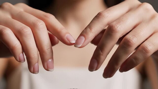 Two Woman Hands Move Closer to Touch Fingers with Precise Focus