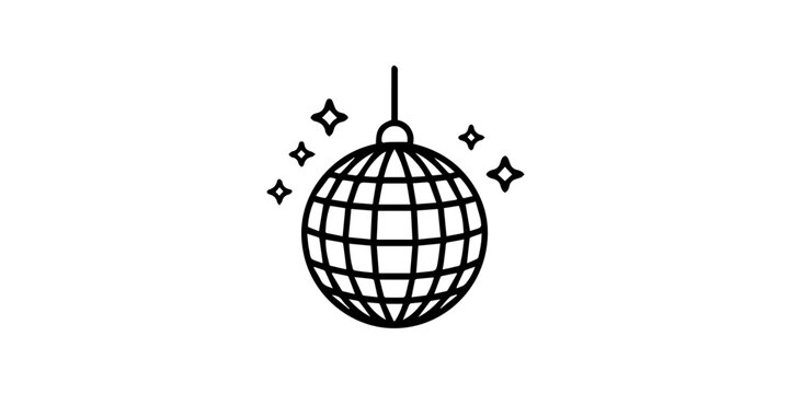 Disco ball icon, Classic disco ball silhouette vector icon solid black nightclub party isolated on transparent background, Disco Ball Icons, Globe Graphics, Party Sphere Vector Set
