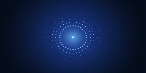 Abstract Blue Digital Technology Background with Glowing Circular Light Pattern Futuristic Neon Tunnel Halftone Vector Illustration for Modern Business Wallpaper Design © RazuAhmed