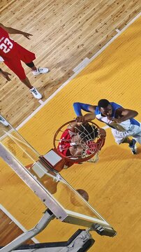 Overhead View of a Basketball Player Boxing Out for a Rebound
