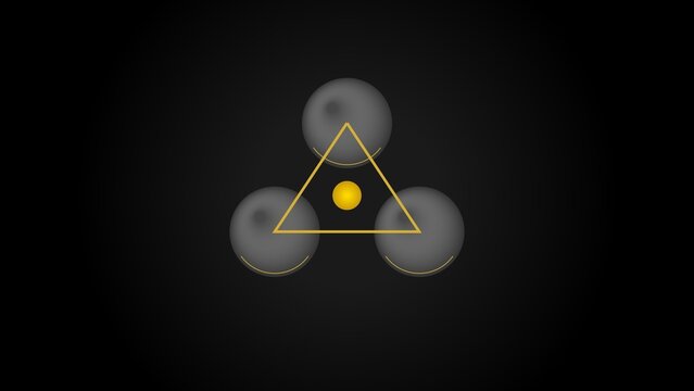Abstract Symmetrical Stem Cell Differentiation Emblem in Polished Marble and Gold