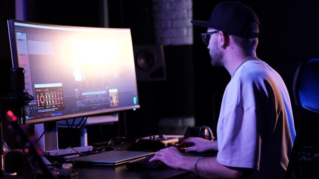 Music Producer Working On Digital Audio Workstation