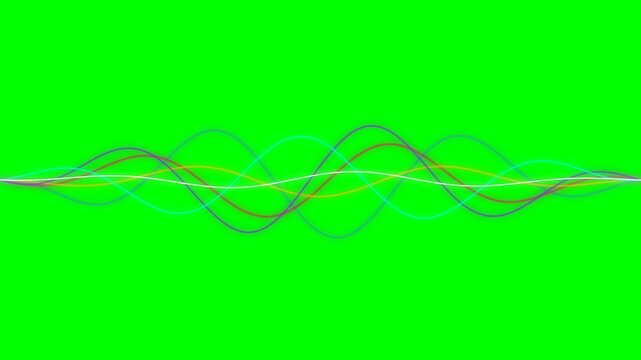 Abstract overlapping smooth glowing wave lines on a vibrant green background